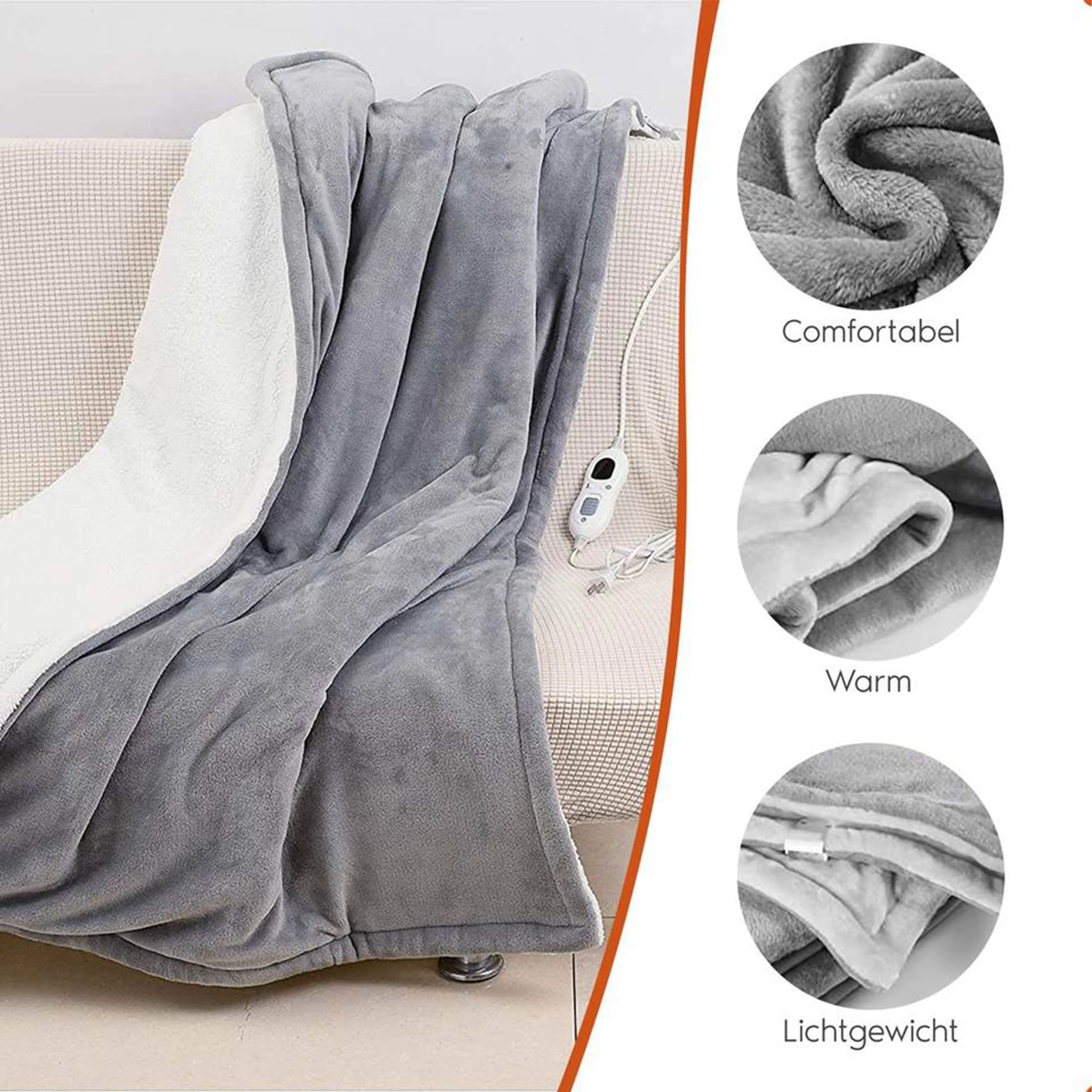 Ultra Soft Double Layer Electric Heated Throw Blanket with Adjustable Heat Settings & Overheat Protection by OLIVIA ROCCO