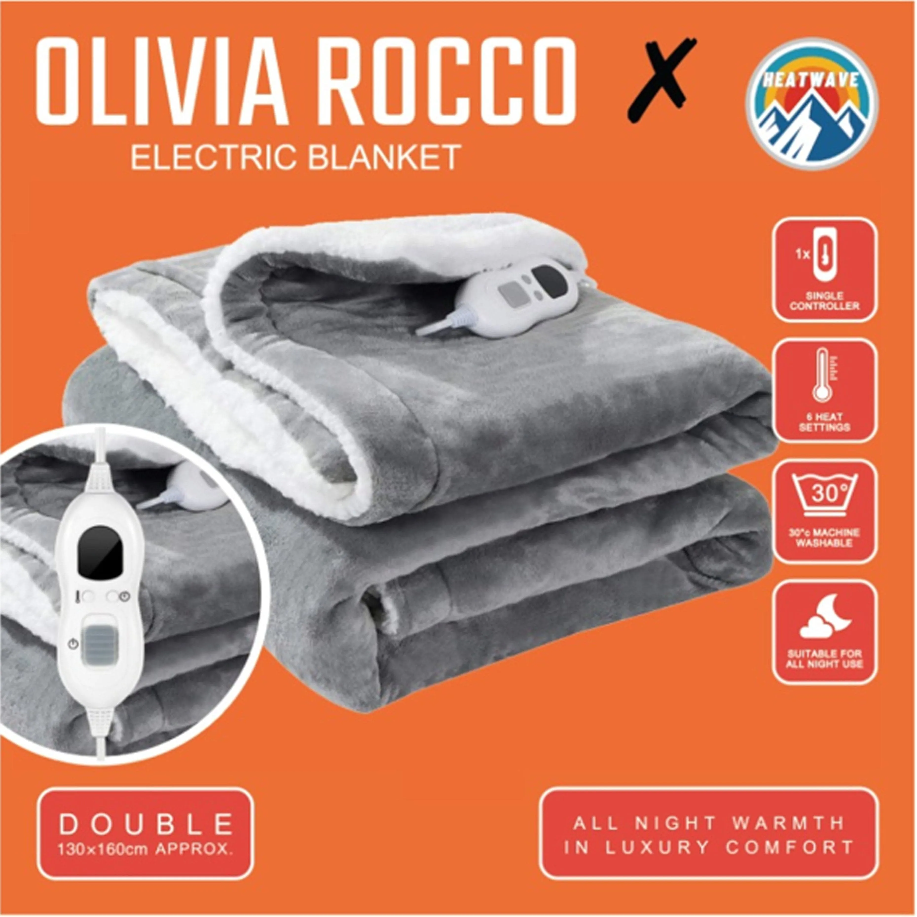 Ultra Soft Double Layer Electric Heated Throw Blanket with Adjustable Heat Settings & Overheat Protection by OLIVIA ROCCO