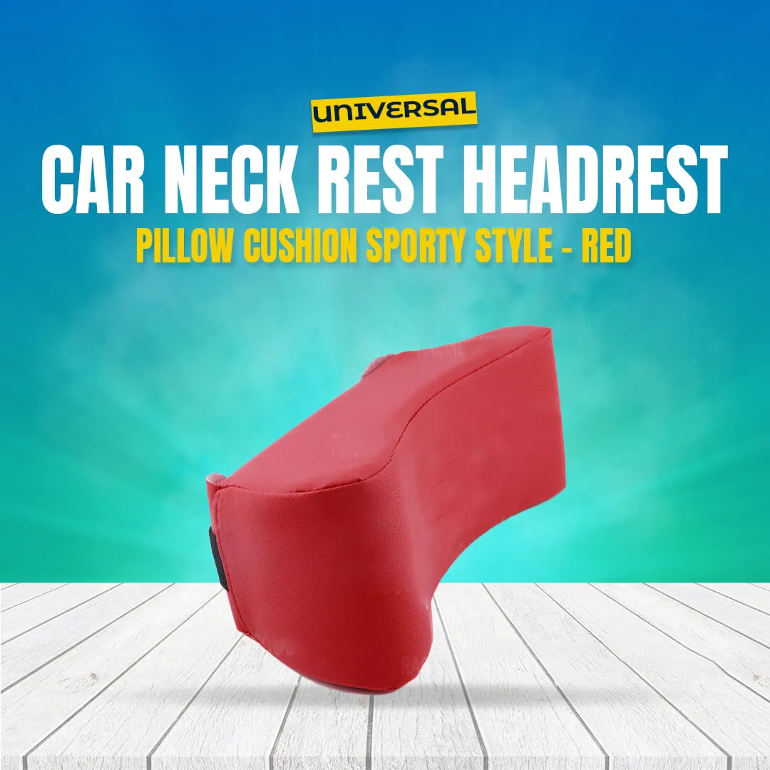 Universal Car Neck Rest Headrest Pillow Cushion Sporty Style - Red