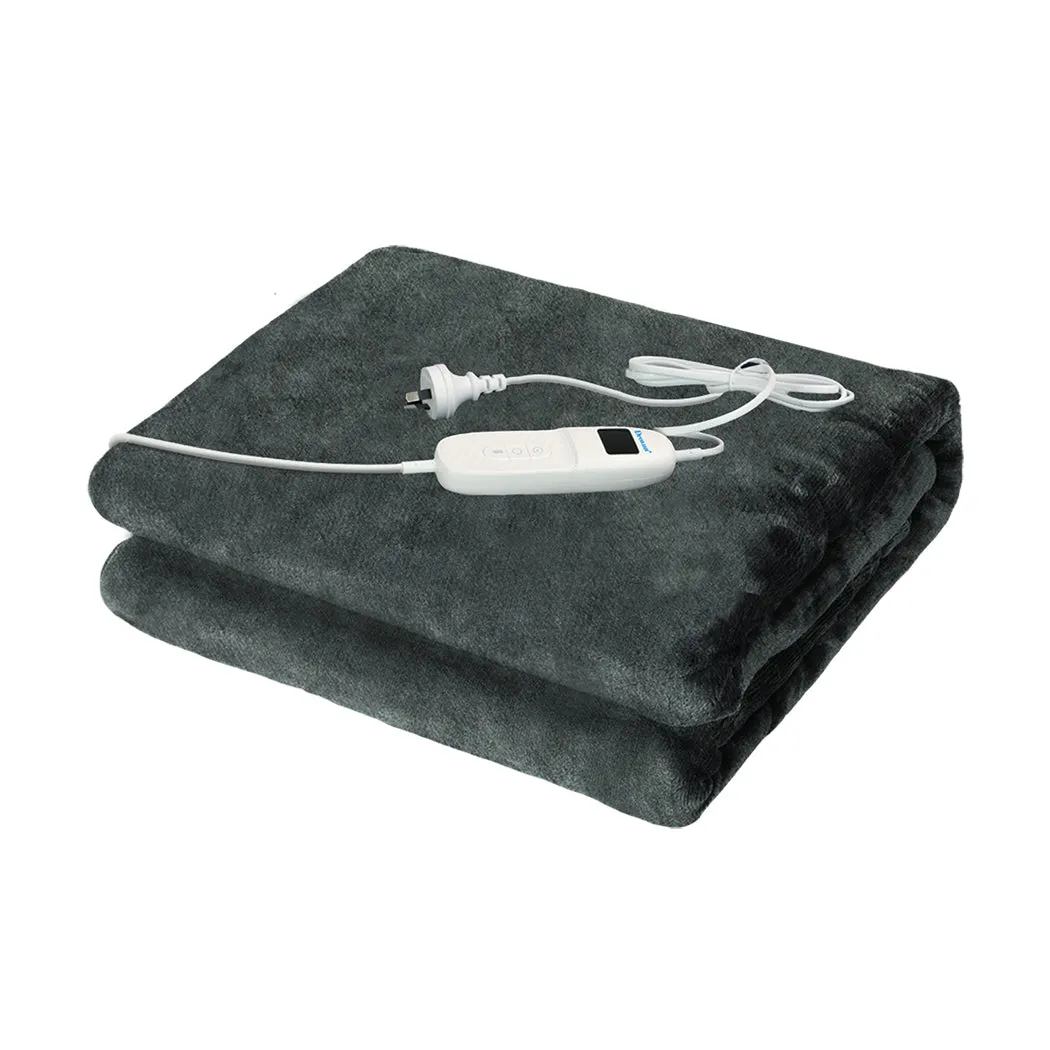 Whitley Electric Soft Blanket Heated Timer Bedding Washable Warm Winter Snuggle - Dark Grey