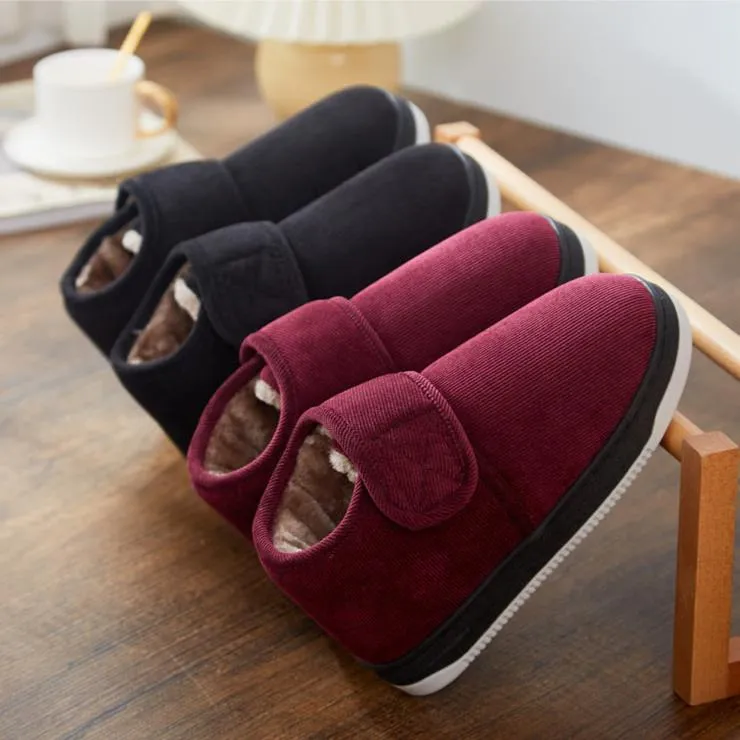 Winter warm soft velcro adjustable house shoes anti-skid