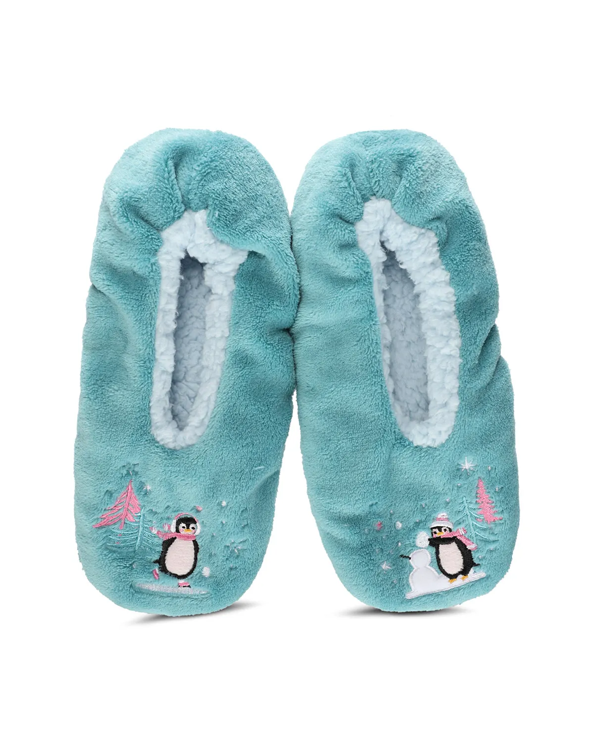 Women's Skating Penguin Sherpa Lined Slippers