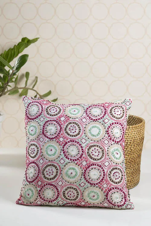 Wreath Cushion Cover-French Rose